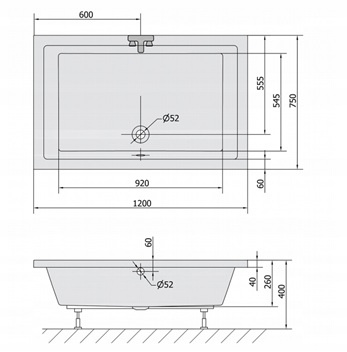 Brodzik akrylowy głęboki Polysan Deep 71564 120x75x26cm