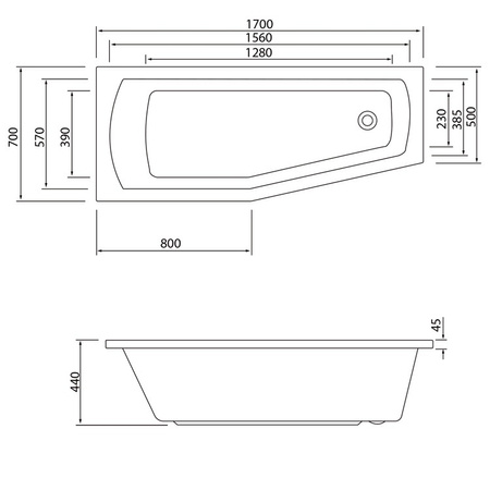 Zestaw: wanna Aqualine Opava A1770 + nogi AHN55