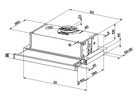 Okap teleskopowy / do zabudowy Faber Flexa NG Glass W A60 315.0635.107