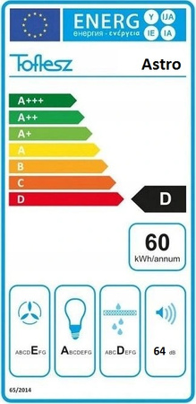 Okap podszafkowy / do zabudowy Toflesz Astro 60 biały 500m3/h