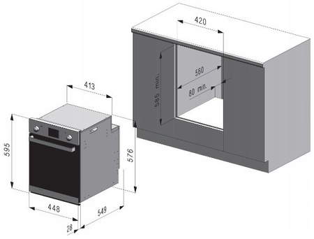 Zestaw 45cm. Freggia: płyta gazowa HCG430VGTW + piekarnik elektryczny OESF45W