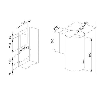 Okap kominowy / przyścienny Ciarko ORP Inox
