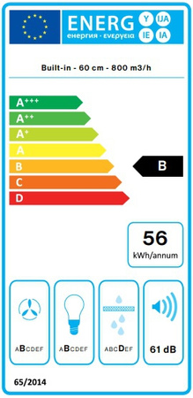 Okap podszafkowy / do zabudowy Falmec Virgola No-Drop 60 800m3/h