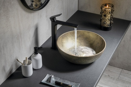 Umywalka betonowa, nablatowa Sapho Formigo FG318 złoty mat