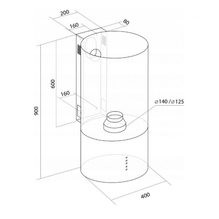 Okap kominowy / przyścienny Toflesz Baltic Plus 40 czarny mat 500m3/h