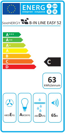 Okap podszafkowy / do zabudowy Seenergy B-IN Line Easy 52 BL