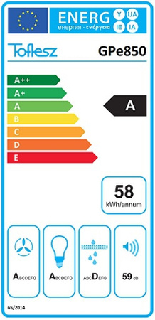 Okap kominowy / przyścienny Toflesz Finezja 80 czarny 850m3/h