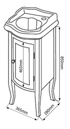 Szafka umywalkowa Sapho Retro 1640 36,5x85x29cm, bukowa