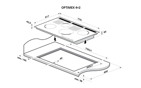 Płyta gazowa do zabudowy Solgaz Optimex 4+2 [G30 – 3B/P] [37 mbar] (LPG-37)