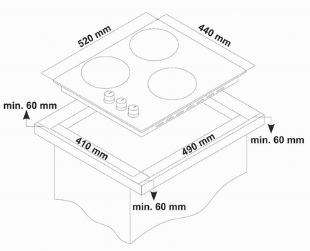 Płyta gazowa do zabudowy 45cm. Berg BRGS405
