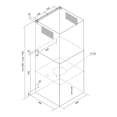 Okap kominowy / przyścienny Toflesz Sandy 40 czarny mat 850m3/h