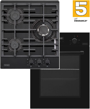 Zestaw 45cm. Kernau: płyta gazowa KGH4346.1TCIB + piekarnik elektryczny KBO0946SKB