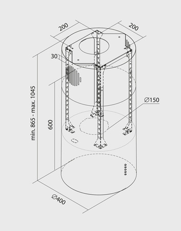 Okap wyspowy Nortberg Cylindro Eco 40 kashmir 500m3/h