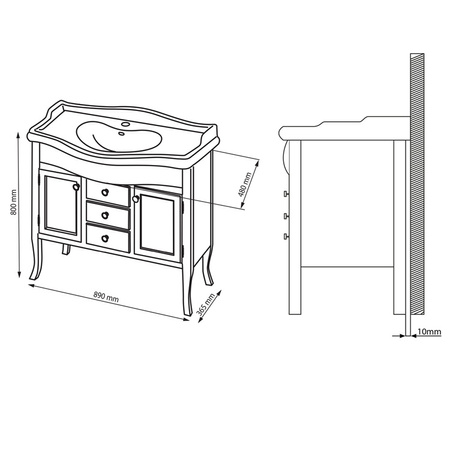 Szafka umywalkowa Sapho Retro 1620 89x80x48cm, bukowa