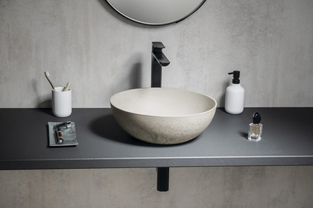 Umywalka betonowa, nablatowa Sapho Formigo FG314 piaskowy mat
