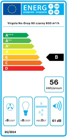 Okap podszafkowy / do zabudowy Falmec Virgola No-Drop 90 Black 800m3/h