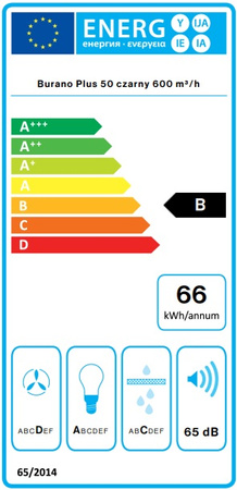 Okap podszafkowy / do zabudowy Falmec Burano Plus 50 Czarny 600m3/h