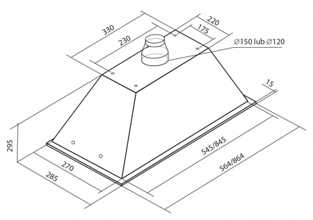 Okap podszafkowy / do zabudowy Toflesz Linea Glass 90 biały 850m3/h + pilot