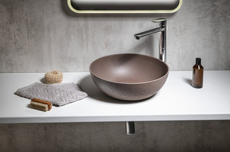 Umywalka betonowa, nablatowa Sapho Formigo FG315 ciemnobrązowy mat