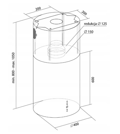 Okap wyspowy Toflesz Baltic Isla Lux 40 biały mat 850m3/h