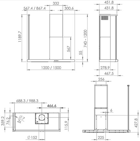 Okap kominowy / przyścienny Nortberg Metropolis OR 120 Kashmir 850m3/h