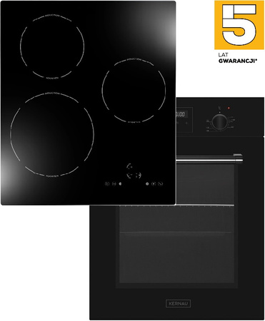 Zestaw 45cm. Kernau: płyta indukcyjna KIH431-3B + piekarnik elektryczny KBO0946PTB