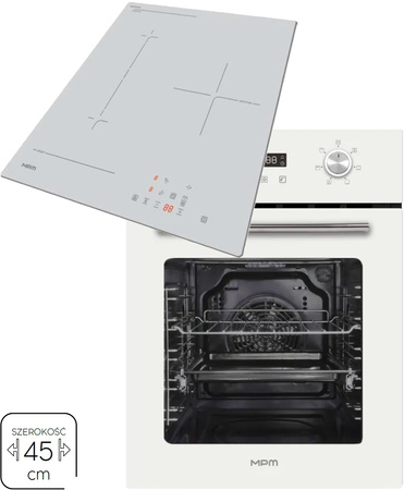 Zestaw 45cm MPM: płyta indukcyjna MPM-45-IM-16/W + piekarnik elektryczny MPM-45-BO-22/W