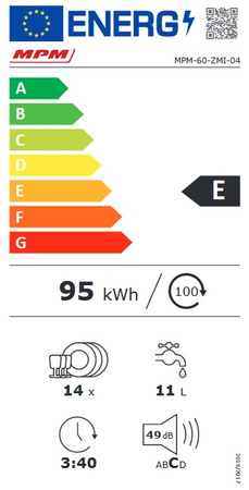 Zmywarka do zabudowy MPM MPM-60-ZMI-04