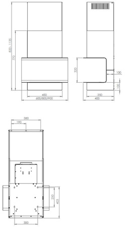 Okap kominowy / przyścienny C-Shelf Gest 60 black/kashmir 850m3/h