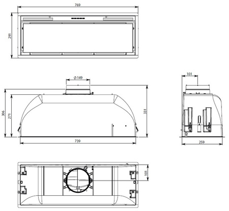Okap podszafkowy / do zabudowy Falmec Grupa Silnikowa Plus 70 800m³/h Inox