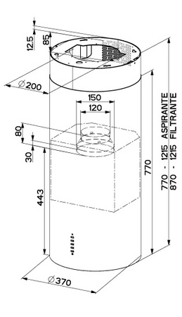 Okap wyspowy Faber Cylindra Isola Evo+ WH Gloss 37/2 335.0492.563