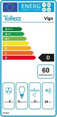 Okap podszafkowy / do zabudowy Toflesz Vigo 60 czarny 500m3/h