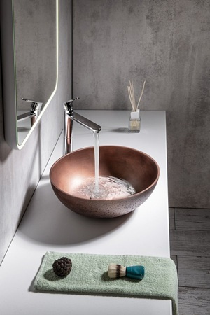 Umywalka betonowa, nablatowa Sapho Formigo FG320 miedziany mat
