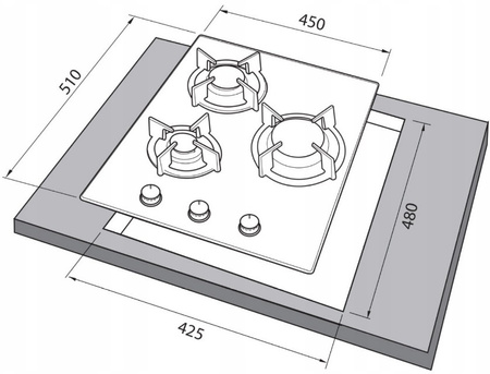 Zestaw 45cm. Freggia: płyta gazowa HCG430VGTW + piekarnik elektryczny OESF45W