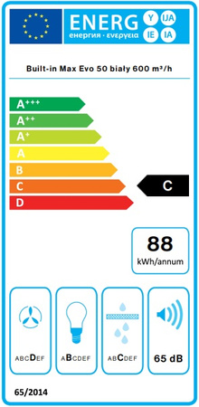 Okap podszafkowy / do zabudowy Falmec Built-In Max Evo 50 Biały 600m3/h