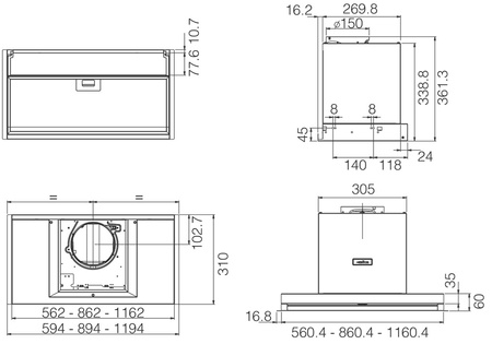 Okap podszafkowy / do zabudowy Elica Boxin LX/BL MAT/A/90