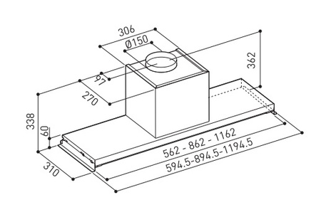 Okap podszafkowy / do zabudowy Seenergy Saturn Flap 90BL Czarny