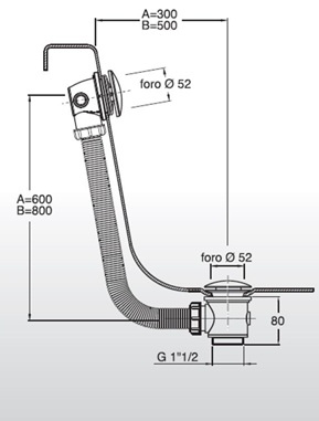 Zestaw odpływowy klik-klak Bruckner 164.390.1 u2a dł. 900mm, korek 72mm, chrom