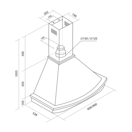 Okap przyścienny / kominowy Toflesz Rustical Rodeo 60 ecru 500m3/h