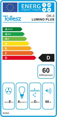 Okap podszafkowy / do zabudowy Toflesz Lumino Plus 90 czarny 500m3/h