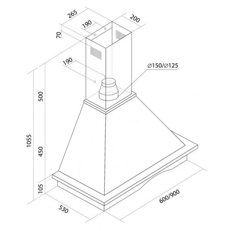 Okap przyścienny / kominowy Toflesz Rustical Country 90 czarny mat 500m3/h