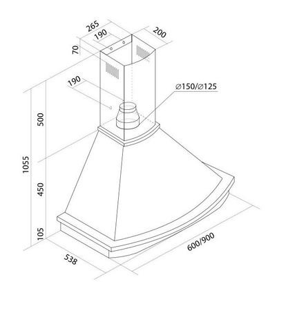Okap przyścienny / kominowy Toflesz Rustical Rodeo 60 czarny mat 500m3/h