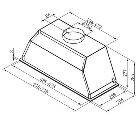 Okap podszafkowy / do zabudowy Seenergy Gruppo Incasso Vetro 72 WH
