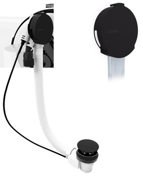 Zestaw odpływowy z napełnieniem i korkiem aut. Polysan 71851.21, korek 72mm, czarny mat