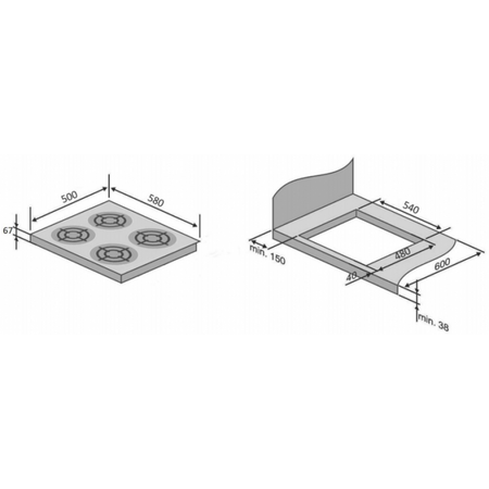 Płyta gazowa do zabudowy Solgaz GNC4 Auto [G30 – 3B/P] [37 mbar] (LPG-37)