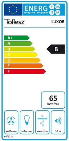 Okap sufitowy Toflesz Luxor Glass 120 biały 850m3/h turbina zewnętrzna