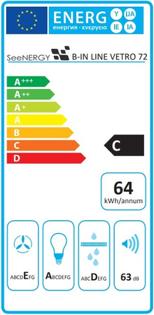 Okap podszafkowy / do zabudowy Seenergy B-IN Line Vetro 72 BL