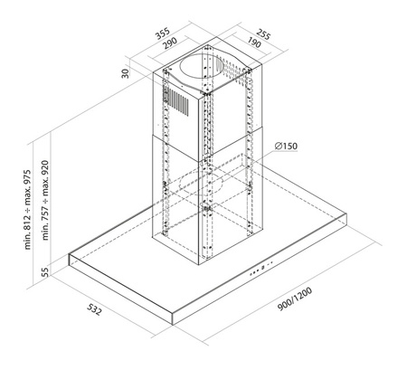 Okap wyspowy Toflesz Etna Isla Lux 90 czarny mat 850m3/h
