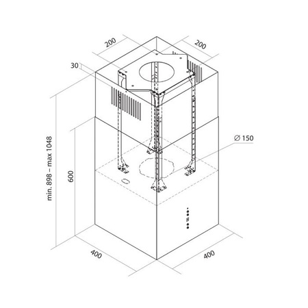 Okap wyspowy Toflesz Sandy Isla Lux czarny mat 850m3/h