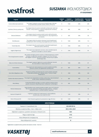 Suszarka wolnostojąca Vestfrost VT-FD42HN90EU Inverter